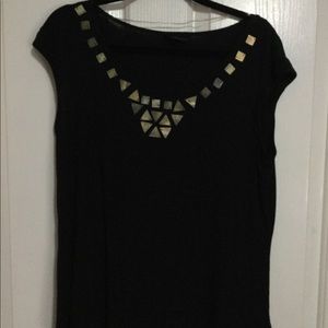 Blk Shirt w/Gold Neckline, Buy One, Get One Sale!